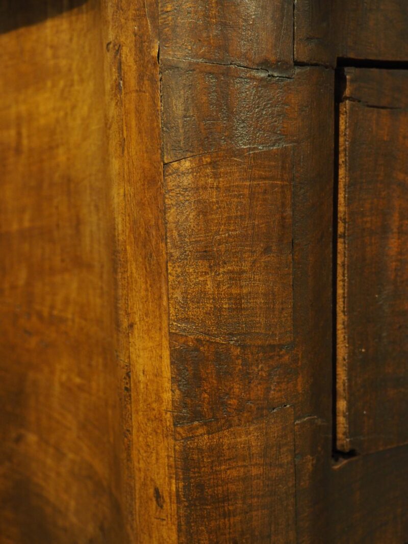 Unusual Antique French Walnut 2-Drawer Commode with Iron Pulls, 19th Century - Image 11