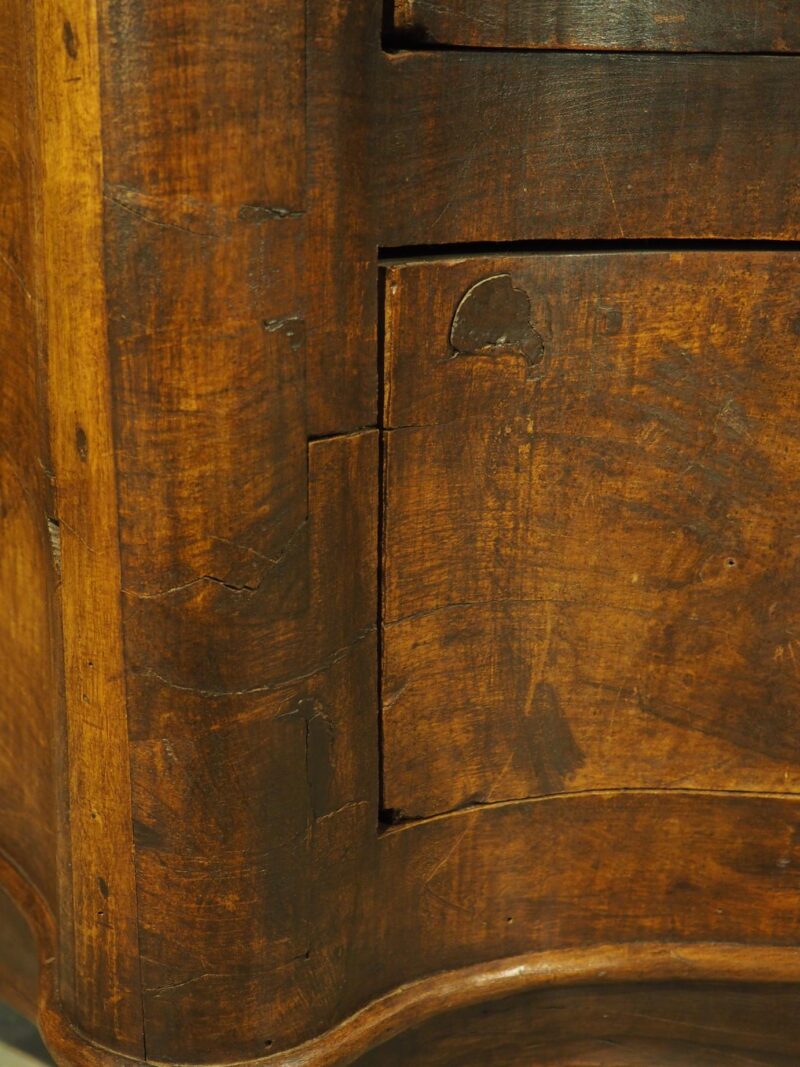 Unusual Antique French Walnut 2-Drawer Commode with Iron Pulls, 19th Century - Image 12