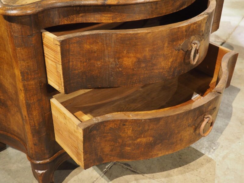 Unusual Antique French Walnut 2-Drawer Commode with Iron Pulls, 19th Century - Image 13