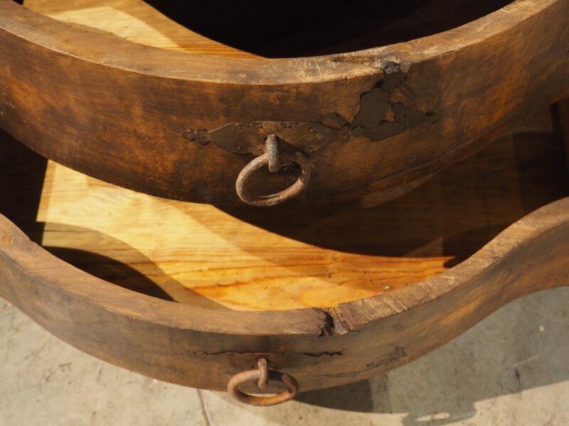 Unusual Antique French Walnut 2-Drawer Commode with Iron Pulls, 19th Century - Image 14