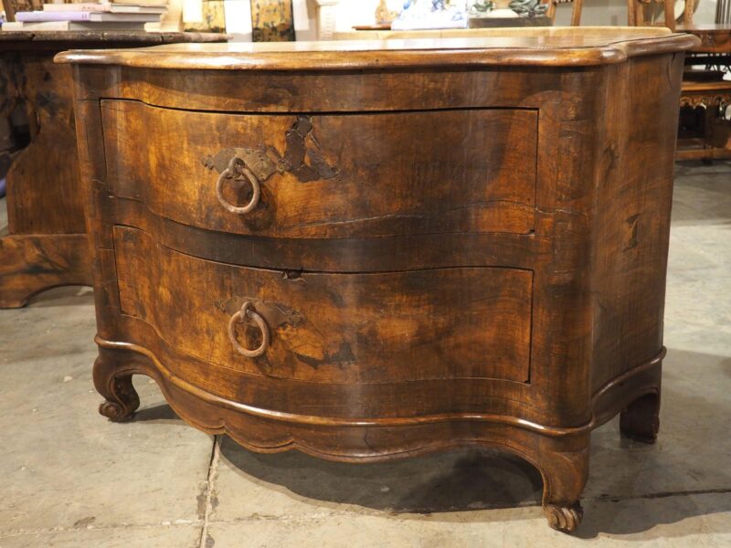 Unusual Antique French Walnut 2-Drawer Commode with Iron Pulls, 19th Century - Image 15