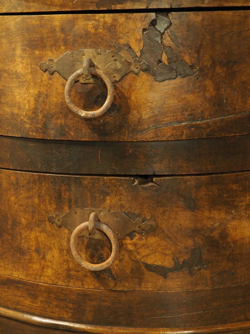 Unusual Antique French Walnut 2-Drawer Commode with Iron Pulls, 19th Century - Image 16