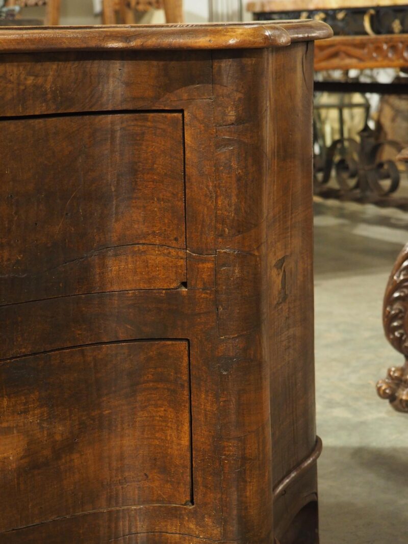 Unusual Antique French Walnut 2-Drawer Commode with Iron Pulls, 19th Century - Image 17