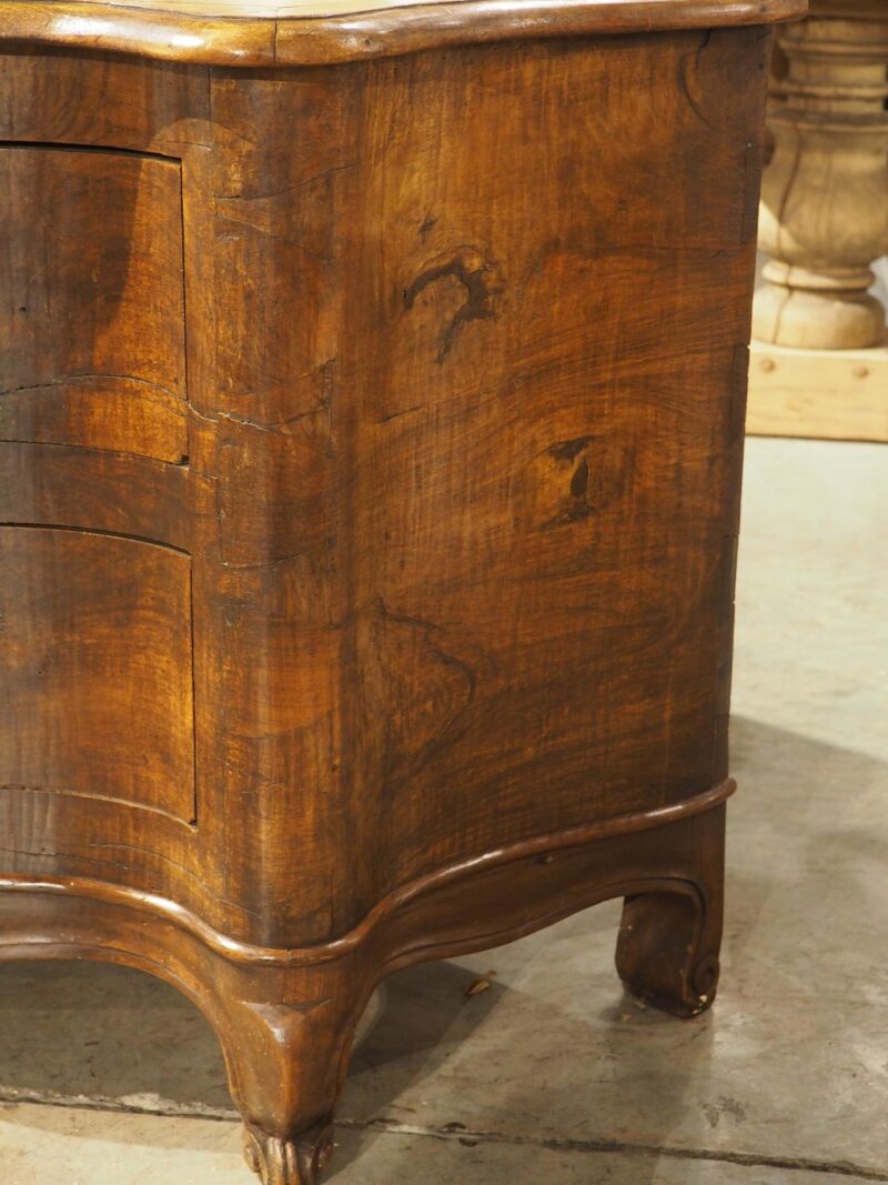 Unusual Antique French Walnut 2-Drawer Commode with Iron Pulls, 19th Century - Image 18