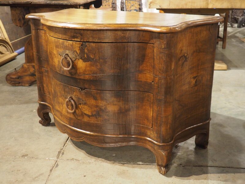 Unusual Antique French Walnut 2-Drawer Commode with Iron Pulls, 19th Century - Image 19