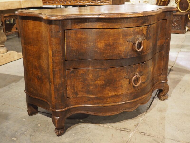 Unusual Antique French Walnut 2-Drawer Commode with Iron Pulls, 19th Century - Image 20