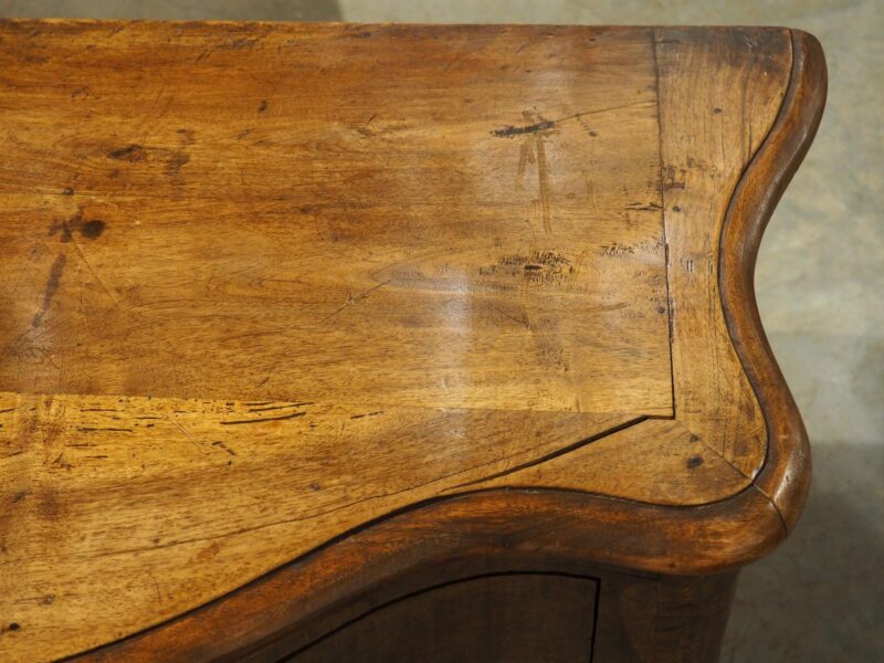 Unusual Antique French Walnut 2-Drawer Commode with Iron Pulls, 19th Century - Image 3