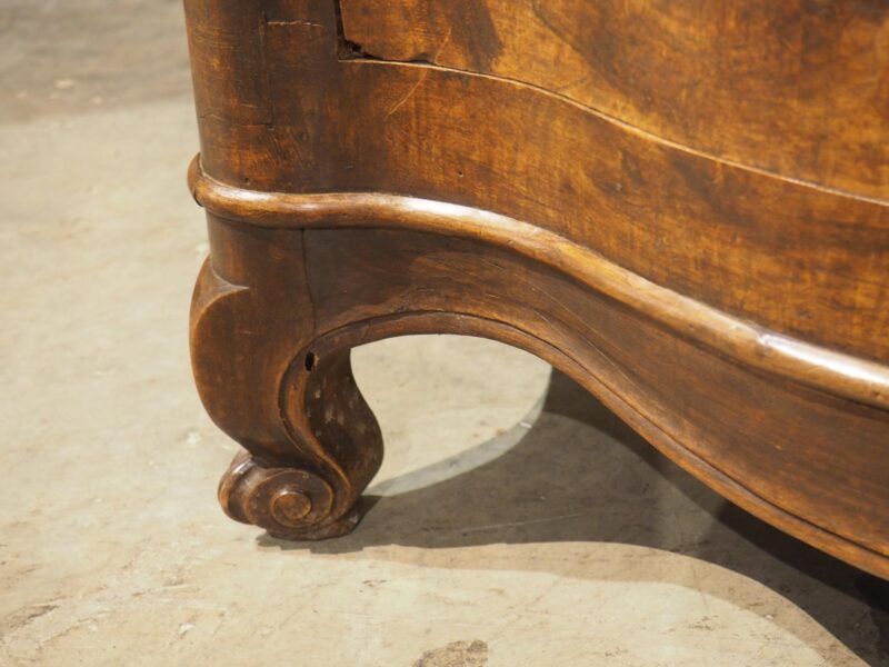 Unusual Antique French Walnut 2-Drawer Commode with Iron Pulls, 19th Century - Image 6