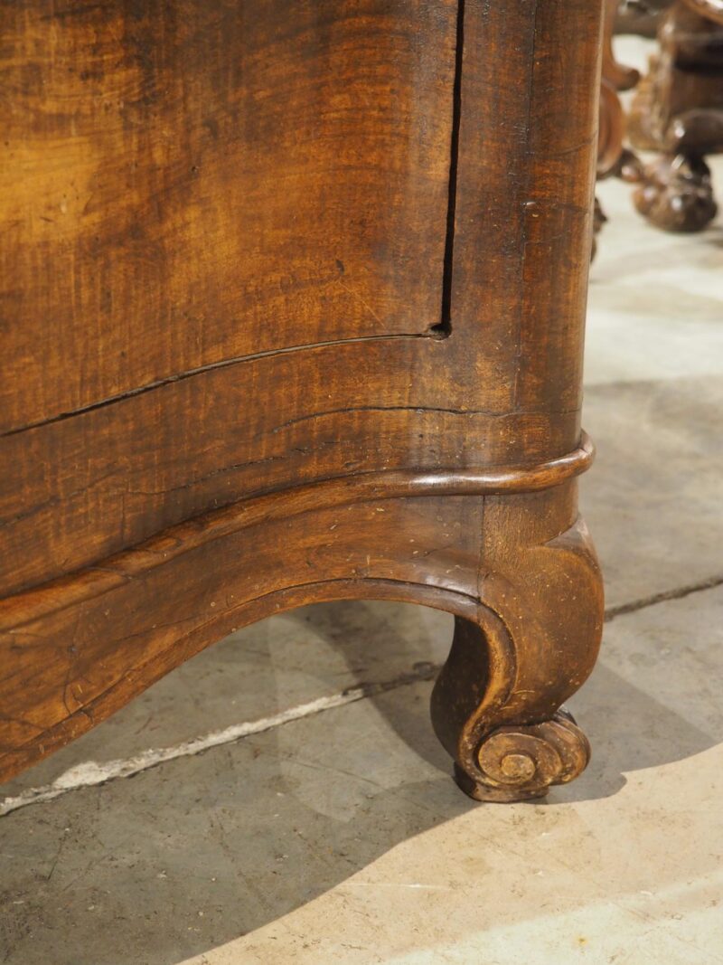 Unusual Antique French Walnut 2-Drawer Commode with Iron Pulls, 19th Century - Image 7