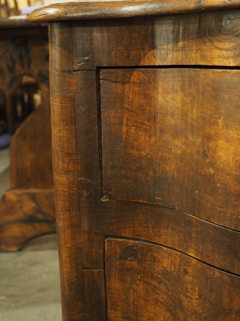 Unusual Antique French Walnut 2-Drawer Commode with Iron Pulls, 19th Century - Image 8