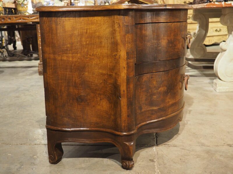 Unusual Antique French Walnut 2-Drawer Commode with Iron Pulls, 19th Century - Image 9