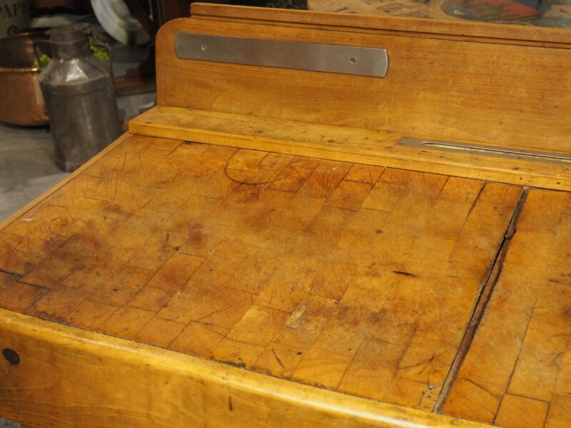 Antique French Double Butcher Block Table with Iron Mounts, Circa 1920s - Image 16