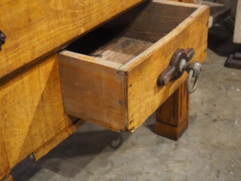 Antique French Double Butcher Block Table with Iron Mounts, Circa 1920s - Image 17