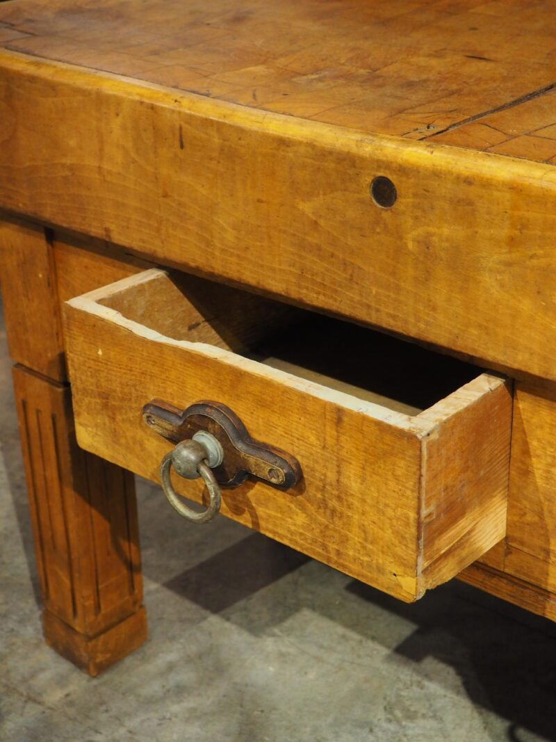 Antique French Double Butcher Block Table with Iron Mounts, Circa 1920s - Image 18