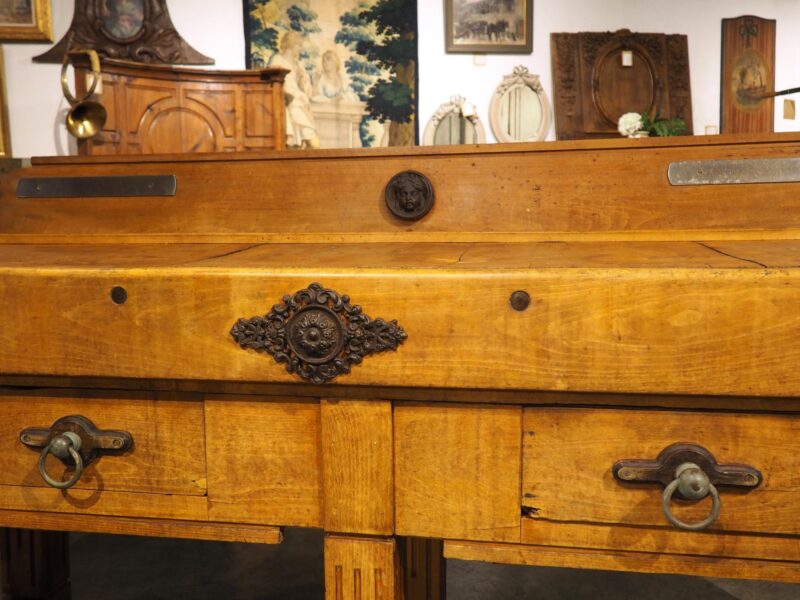 Antique French Double Butcher Block Table with Iron Mounts, Circa 1920s - Image 7