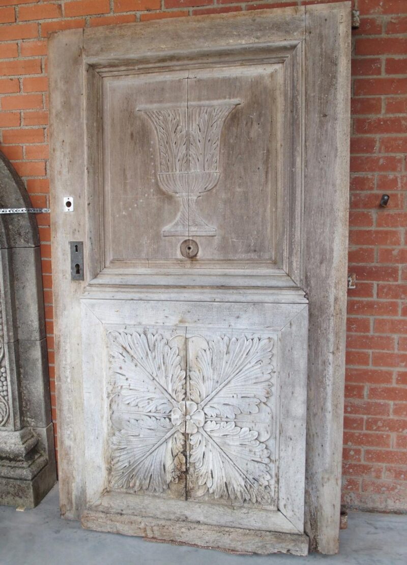 Heavy 19th Century French Walnut Entry Door with Carved Urn and Foliate Motifs - Image 18