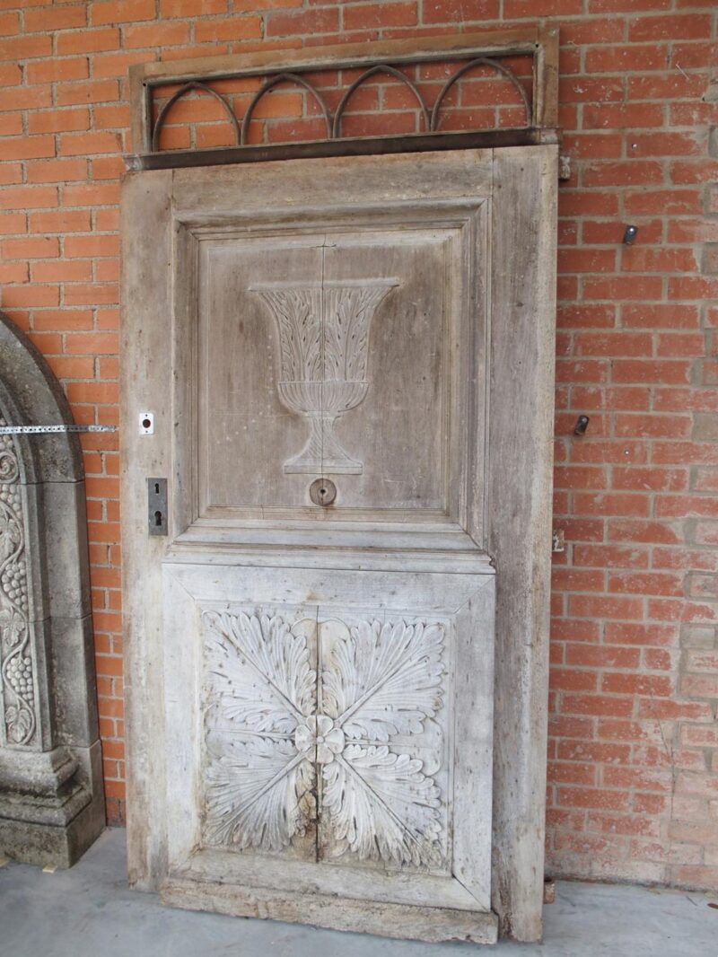 Heavy 19th Century French Walnut Entry Door with Carved Urn and Foliate Motifs - Image 20