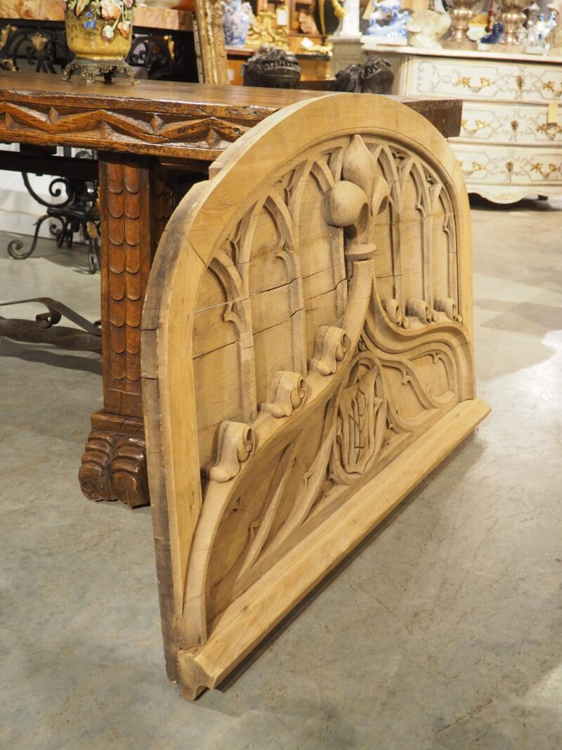 French Carved Oak Gothic Style Overdoor, Circa 1910 - Image 11