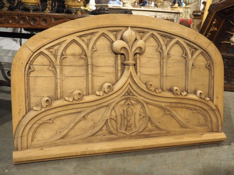 French Carved Oak Gothic Style Overdoor, Circa 1910