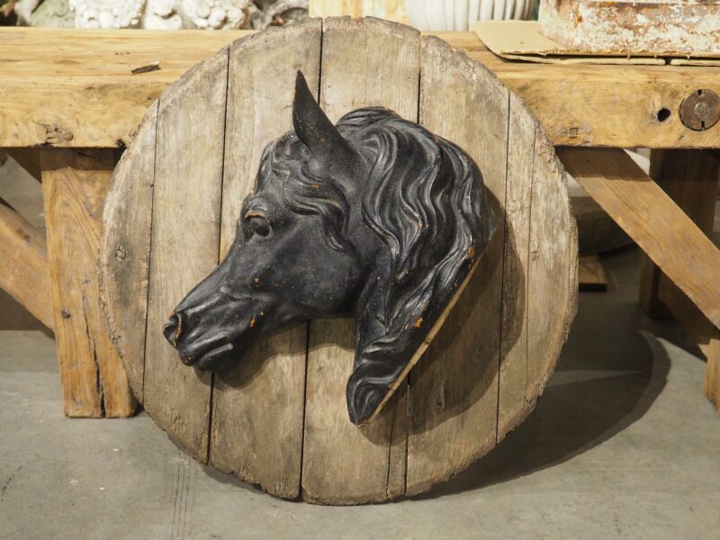 Antique Mounted and Painted Cast Iron Horse Head from a French Stable, C. 1880s - Image 10