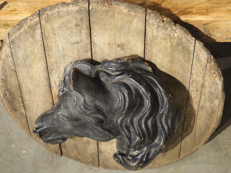 Antique Mounted and Painted Cast Iron Horse Head from a French Stable, C. 1880s - Image 6