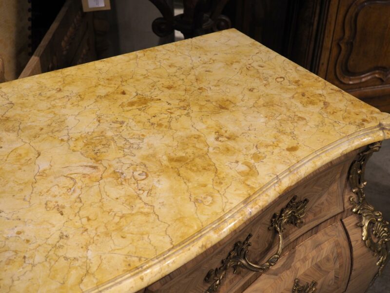 French Louis XV Style Bleached Marquetry Commode with Marble Top, Circa 1920s - Image 12