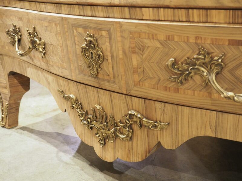 French Louis XV Style Bleached Marquetry Commode with Marble Top, Circa 1920s - Image 10