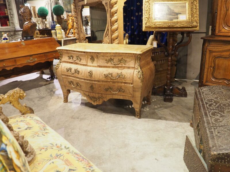 French Louis XV Style Bleached Marquetry Commode with Marble Top, Circa 1920s - Image 9