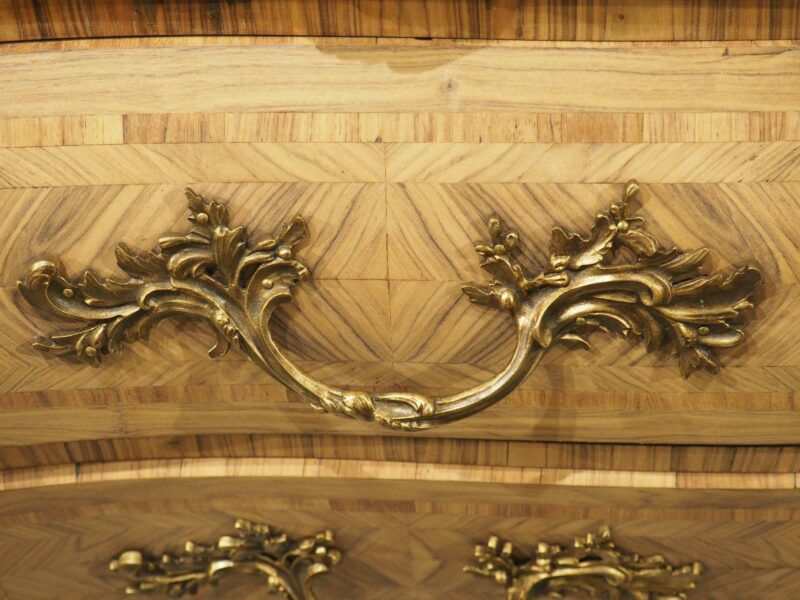 French Louis XV Style Bleached Marquetry Commode with Marble Top, Circa 1920s - Image 7