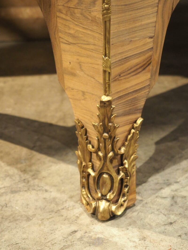 French Louis XV Style Bleached Marquetry Commode with Marble Top, Circa 1920s - Image 3