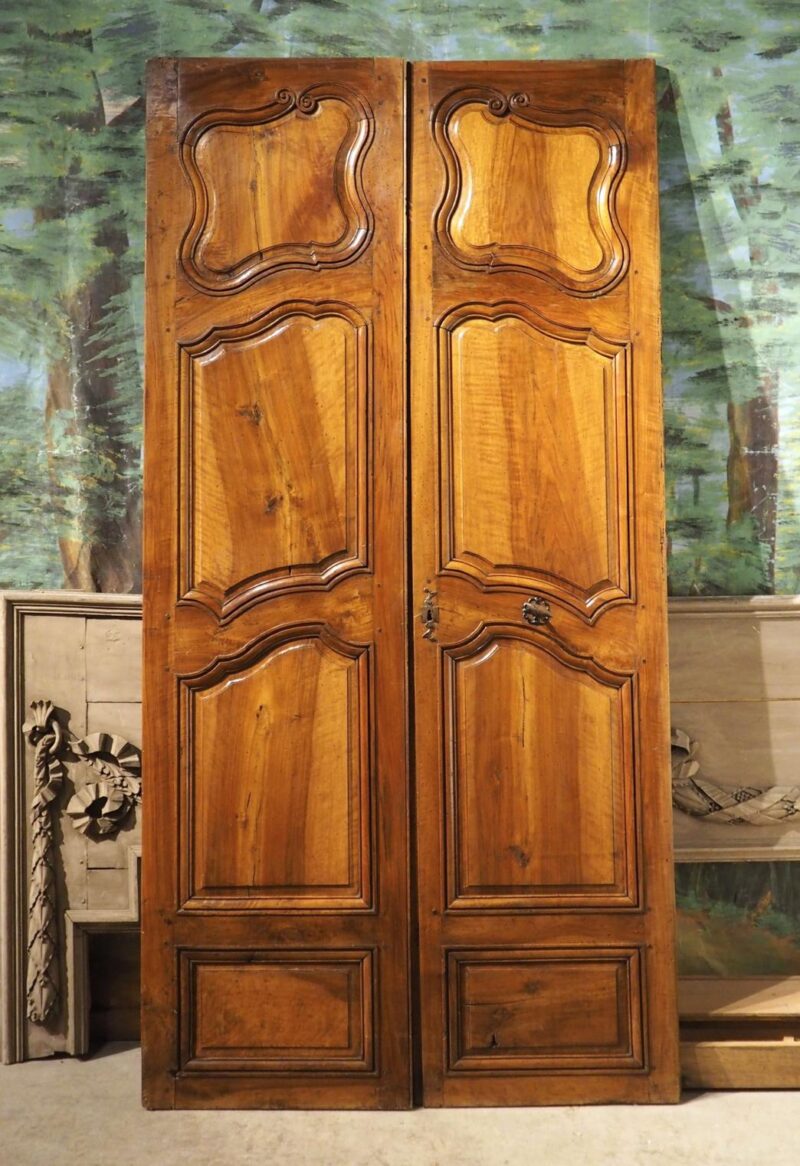 Pair of Tall 18th Century Walnut Interior Doors from Aix-en-Provence, France