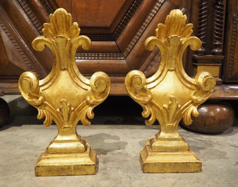 Pair of Decorative Circa 1750 Italian Giltwood Finials - Image 4