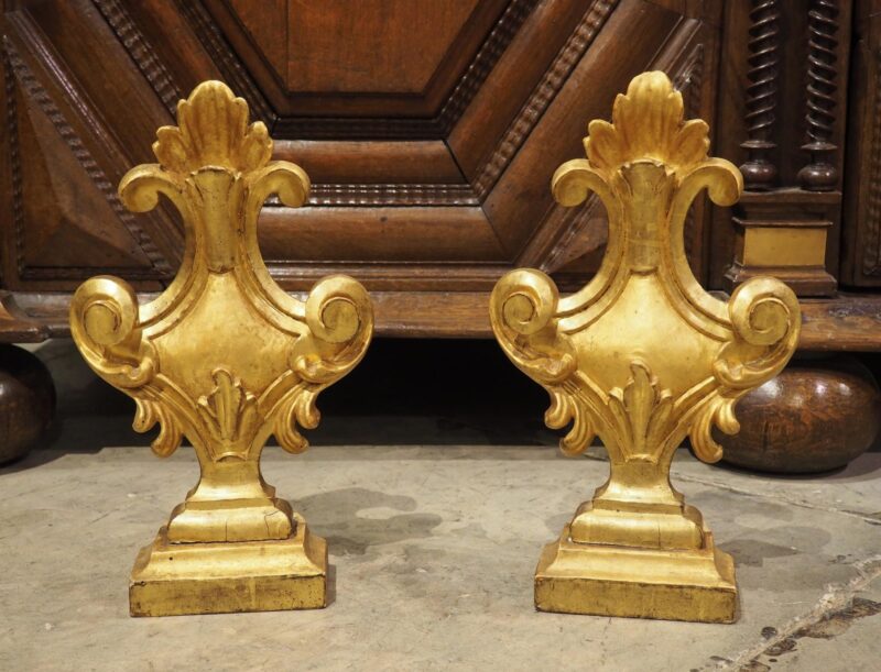 Pair of Decorative Circa 1750 Italian Giltwood Finials