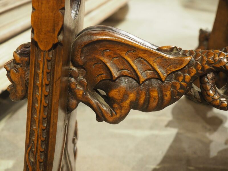 Fantastic Pair of French Gothic Style Carved Walnut Tabourets, Paris, Circa 1895 - Image 10