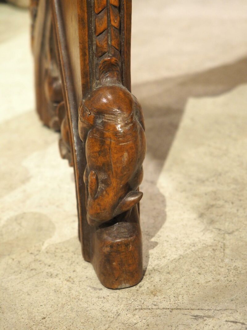 Fantastic Pair of French Gothic Style Carved Walnut Tabourets, Paris, Circa 1895 - Image 11