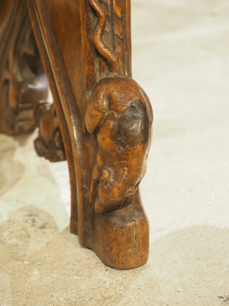 Fantastic Pair of French Gothic Style Carved Walnut Tabourets, Paris, Circa 1895 - Image 14