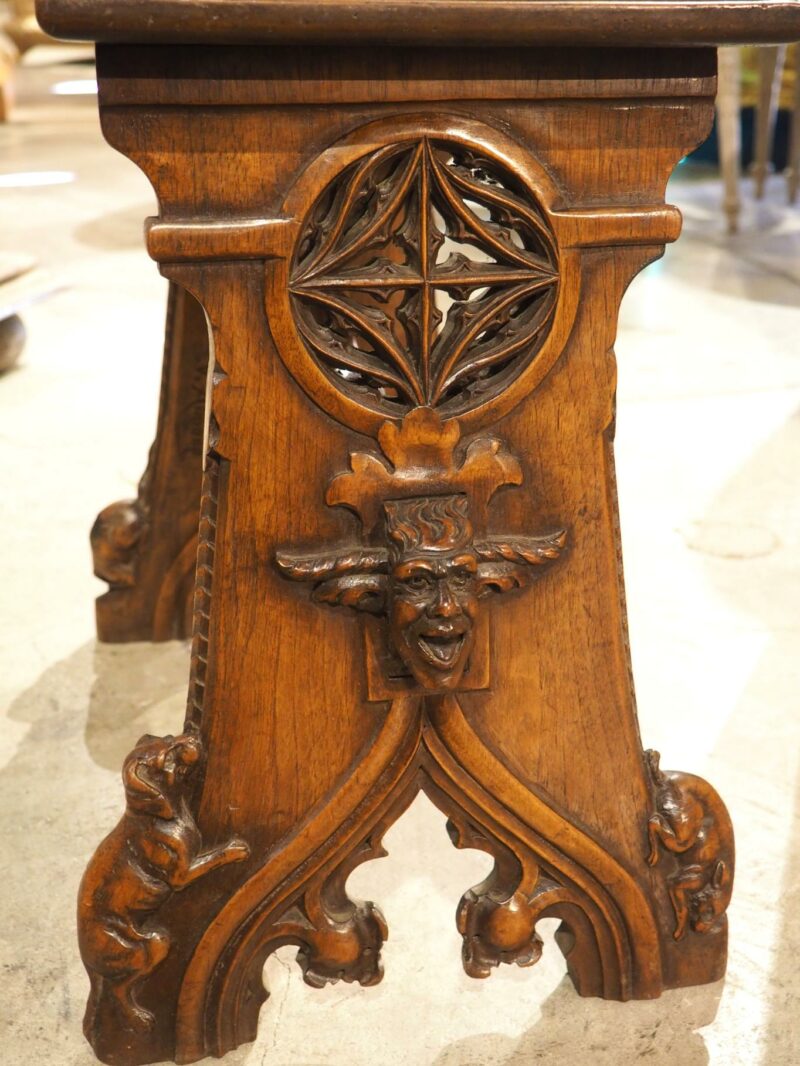 Fantastic Pair of French Gothic Style Carved Walnut Tabourets, Paris, Circa 1895 - Image 18