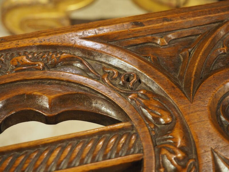 Fantastic Pair of French Gothic Style Carved Walnut Tabourets, Paris, Circa 1895 - Image 5