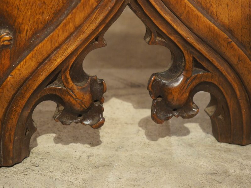 Fantastic Pair of French Gothic Style Carved Walnut Tabourets, Paris, Circa 1895 - Image 8