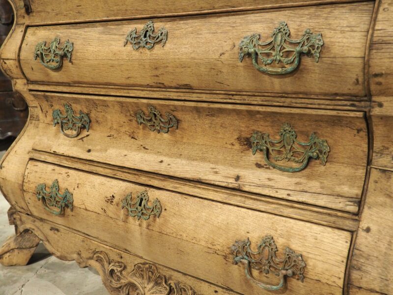 Antique Bleached Oak Drop Front Secretary Commode from Holland, Circa 1850 - Image 12