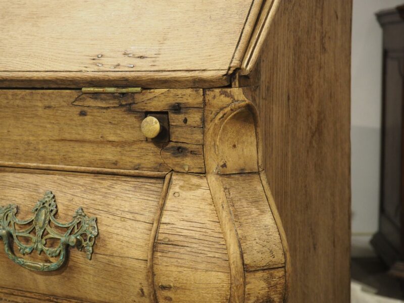 Antique Bleached Oak Drop Front Secretary Commode from Holland, Circa 1850 - Image 13