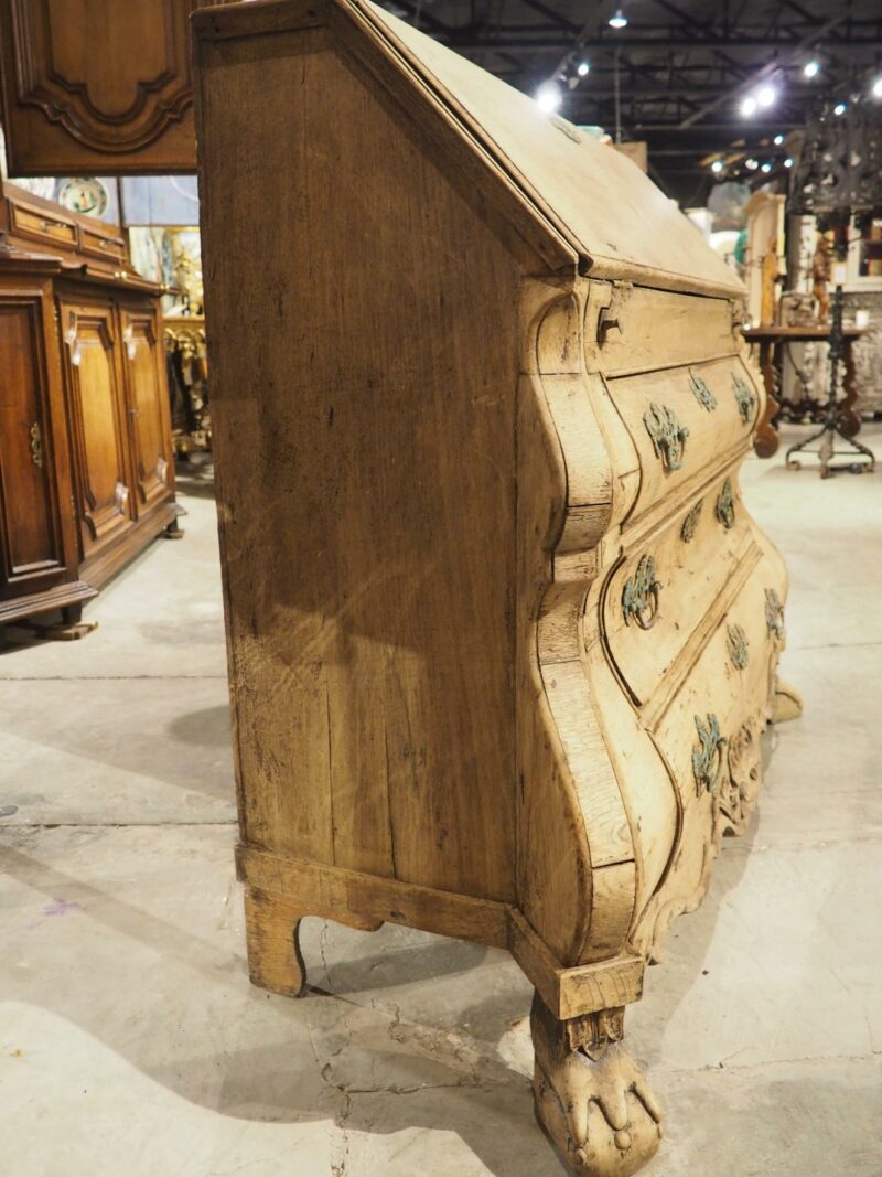 Antique Bleached Oak Drop Front Secretary Commode from Holland, Circa 1850 - Image 14