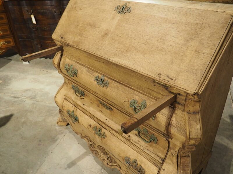 Antique Bleached Oak Drop Front Secretary Commode from Holland, Circa 1850 - Image 18