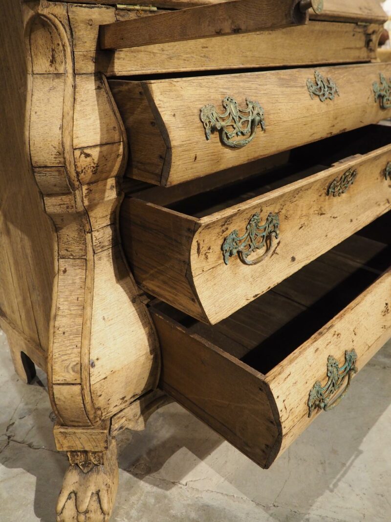 Antique Bleached Oak Drop Front Secretary Commode from Holland, Circa 1850 - Image 3