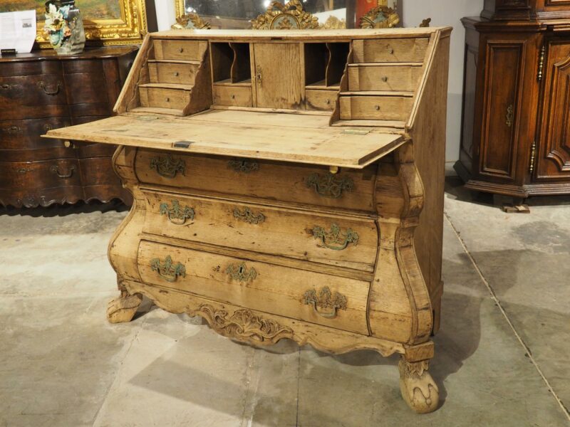 Antique Bleached Oak Drop Front Secretary Commode from Holland, Circa 1850 - Image 19