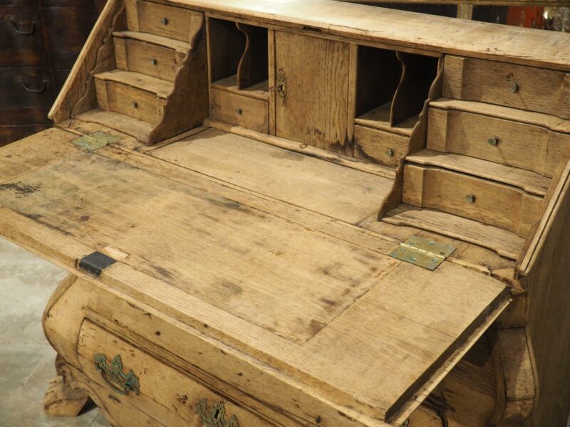 Antique Bleached Oak Drop Front Secretary Commode from Holland, Circa 1850 - Image 5