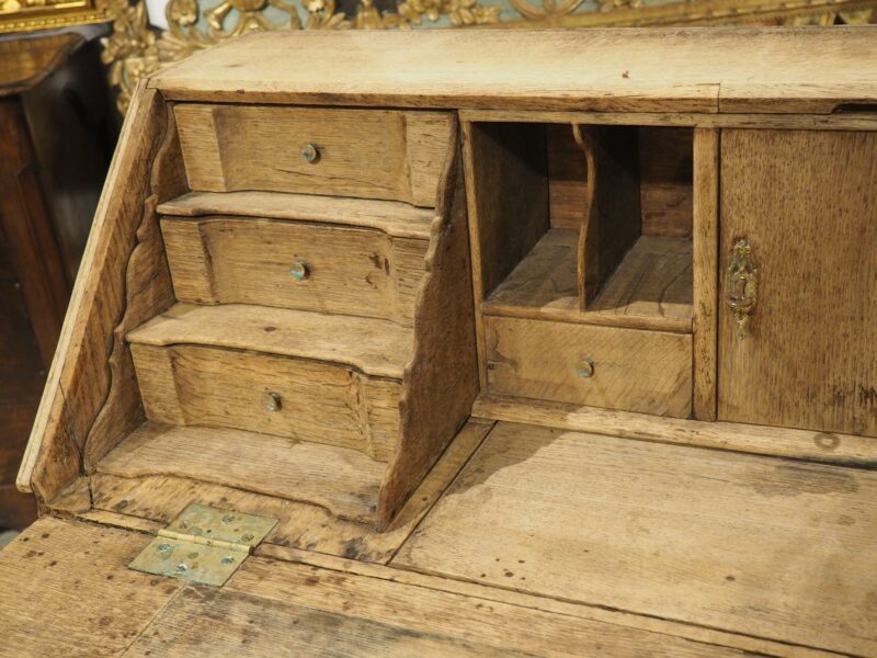 Antique Bleached Oak Drop Front Secretary Commode from Holland, Circa 1850 - Image 6