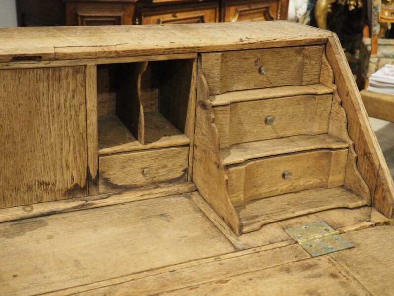 Antique Bleached Oak Drop Front Secretary Commode from Holland, Circa 1850 - Image 7