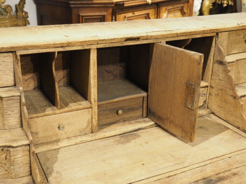 Antique Bleached Oak Drop Front Secretary Commode from Holland, Circa 1850 - Image 8