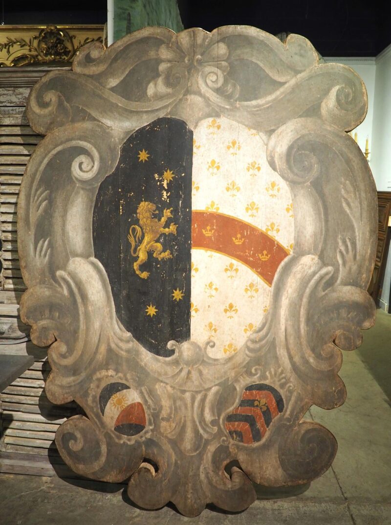 Large Scale Carved and Painted Italian Coat of Arms Panel from Florence, H-78.5 Inches